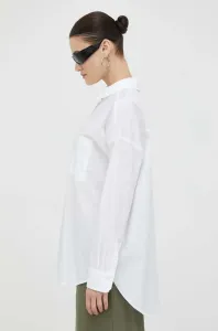 Košile Drykorn bílá barva, relaxed, s klasickým límcem