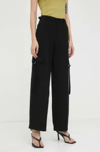 Kalhoty Drykorn dámské, černá barva, jednoduché, high waist #5911830