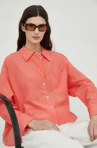 Košile Drykorn Namida dámská, oranžová barva, relaxed, s klasickým límcem