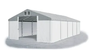 Skladový stan 5x10x2,5m střecha PVC 560g/m2 boky PVC 500g/m2 konstrukce ZIMA PLUS Bílá Šedá Bílá