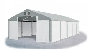 Skladový stan 5x10x2,5m střecha PVC 560g/m2 boky PVC 500g/m2 konstrukce ZIMA PLUS Bílá Šedá Šedá