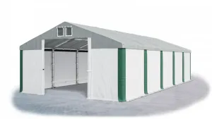 Skladový stan 5x10x2,5m střecha PVC 560g/m2 boky PVC 500g/m2 konstrukce ZIMA PLUS Bílá Šedá Zelená