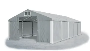 Skladový stan 5x10x2,5m střecha PVC 560g/m2 boky PVC 500g/m2 konstrukce ZIMA PLUS Šedá Šedá Bílá