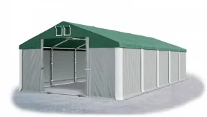 Skladový stan 5x10x2,5m střecha PVC 560g/m2 boky PVC 500g/m2 konstrukce ZIMA PLUS Šedá Zelená Bílá
