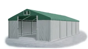 Skladový stan 5x10x2,5m střecha PVC 560g/m2 boky PVC 500g/m2 konstrukce ZIMA PLUS Šedá Zelená Šedá