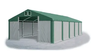 Skladový stan 5x10x2,5m střecha PVC 560g/m2 boky PVC 500g/m2 konstrukce ZIMA PLUS Šedá Zelená Zelená