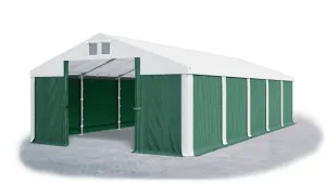 Skladový stan 5x10x2,5m střecha PVC 560g/m2 boky PVC 500g/m2 konstrukce ZIMA PLUS Zelená Bílá Bílá