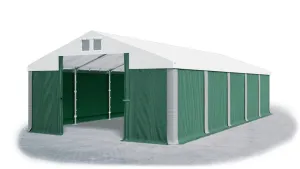 Skladový stan 5x10x2,5m střecha PVC 560g/m2 boky PVC 500g/m2 konstrukce ZIMA PLUS Zelená Bílá Šedá