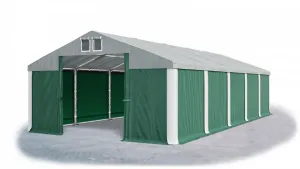 Skladový stan 5x10x2,5m střecha PVC 560g/m2 boky PVC 500g/m2 konstrukce ZIMA PLUS Zelená Šedá Bílá