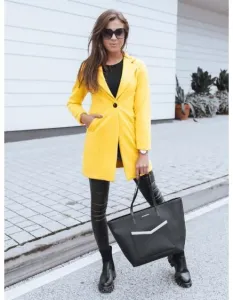 Dámská stylový kabát na knoflík LUGI žlutá
