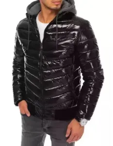 Pánská stylová zimní bunda prošívaná s kapucí STREET černá #1358333