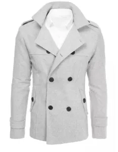 Pánský dvouřadý elegantní kabát MARCO světle šedá