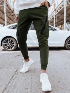 Dstreet Moderní kapsáčové zelené jogger kalhoty