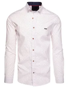 Dstreet Trendy bílá pánská košile se vzorem #5823409