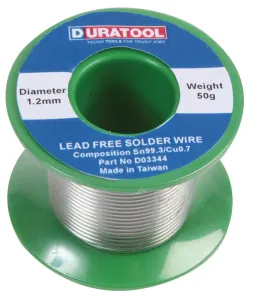 Duratool D03344 Solder Wire, Sn/ Cu, 1.2Mm, 50G