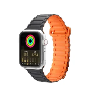 Dux Ducis Strap (Armor Version) Apple Watch Ultra, SE, 9, 8, 7, 6, 5, 4, 3, 2, 1 (49, 45, 44, 42 mm) silikonový magnetický náramek černo-oranžový