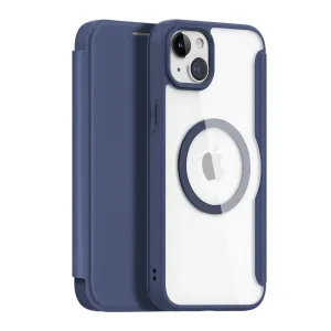 Magnetické pouzdro MagSafe pro iPhone 15 Plus s flipovým krytem Dux Ducis Skin X Pro - modré