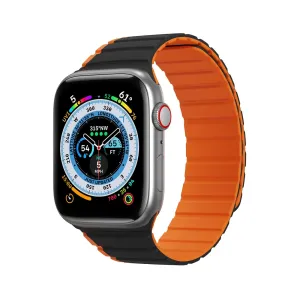 Magnetický řemínek Apple Watch Ultra, SE, 9, 8, 7, 6, 5, 4, 3, 2, 1 (49, 45, 44, 42 mm) Dux Ducis (verze LD) - černo-oranžový