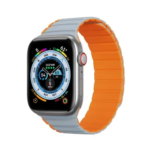 Magnetický řemínek Apple Watch Ultra, SE, 9, 8, 7, 6, 5, 4, 3, 2, 1 (49, 45, 44, 42 mm) Dux Ducis (verze LD) - šedo-oranžový
