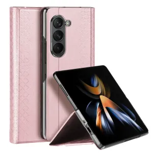 Kožené pouzdro s klopou a peněženkou pro Samsung Galaxy Z Fold5 5G Dux Ducis Bril - růžové