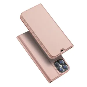 DUX DUCIS Skin Pro knížkové kožené pouzdro na iPhone 12 Pro Max, růžové