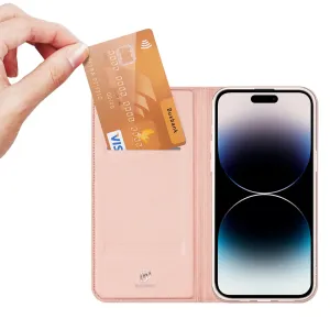 Dux Ducis Skin Pro iPhone 15 Pro pouzdro s klopou a peněženkou - růžové