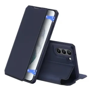 DUX DUCIS Skin X knížkové kožené pouzdro na Samsung Galaxy S21 FE, modré