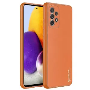 DUX DUCIS Yolo kožený kryt na Samsung Galaxy A72 4G, oranžový