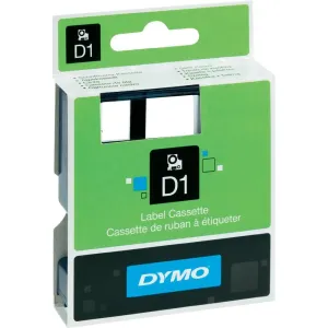 Dymo originální páska do tiskárny štítků, Dymo, 45021, S0720610, bílý tisk/černý podklad, 7m, 12mm, D1
