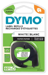 Dymo S0721510 Label, Tape, Paper, White, 12Mmx4M