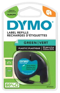 Dymo S0721640 Label, Tape, Plastic, Green, 12Mmx4M