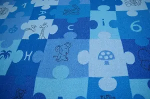 Dywany Lusczow Dětský koberec PUZZLE modrý, velikost 100x300