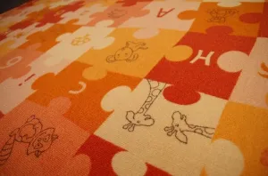 Dywany Lusczow Dětský koberec PUZZLE oranžový, velikost 100x150