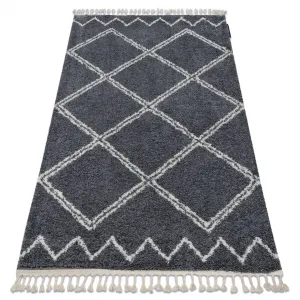Dywany Lusczow Kusový shaggy koberec BERBER ASILA šedý, velikost 140x190