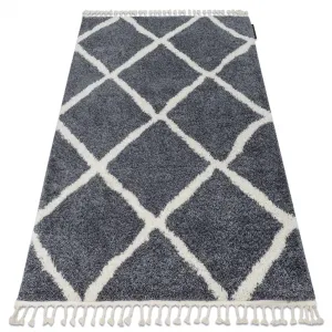 Dywany Lusczow Kusový shaggy koberec BERBER CROSS šedý, velikost 60x300
