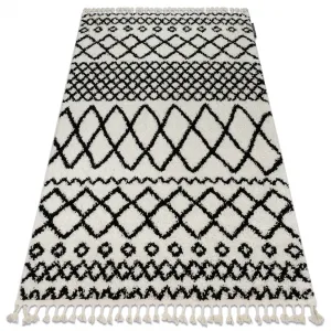 Dywany Lusczow Kusový shaggy koberec BERBER SAFI bílý, velikost 120x170