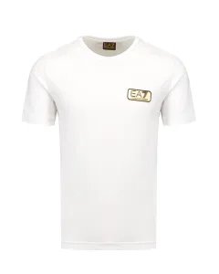 Bavlněné tričko EA7 Emporio Armani bílá barva, s aplikací #1574546