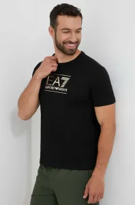 Bavlněné tričko EA7 Emporio Armani černá barva, s potiskem #5677681