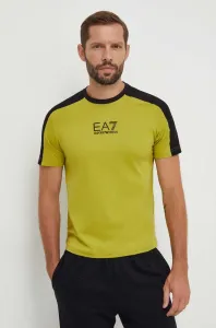Bavlněné tričko EA7 Emporio Armani zelená barva #6112752