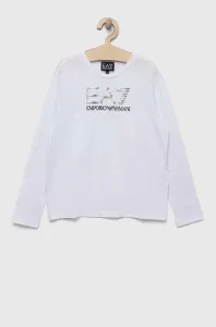 Dětská bavlněná košile s dlouhým rukávem EA7 Emporio Armani bílá barva, s potiskem #5636053