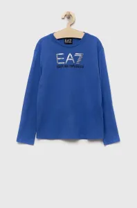 Dětská bavlněná košile s dlouhým rukávem EA7 Emporio Armani s potiskem