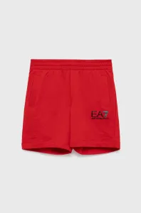 Dětské bavlněné šortky EA7 Emporio Armani červená barva, nastavitelný pas