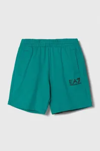 Dětské bavlněné šortky EA7 Emporio Armani zelená barva #6133186