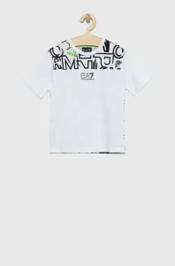 Dětské bavlněné tričko EA7 Emporio Armani bílá barva, s potiskem #4862773