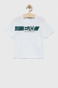 Dětské bavlněné tričko EA7 Emporio Armani bílá barva, s potiskem #4944498
