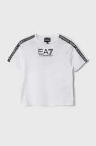 Dětské bavlněné tričko EA7 Emporio Armani bílá barva, s potiskem #5682893