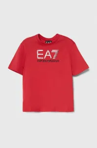 Dětské bavlněné tričko EA7 Emporio Armani červená barva, s potiskem #5967093