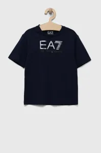Dětské bavlněné tričko EA7 Emporio Armani tmavomodrá barva, s potiskem #5625604