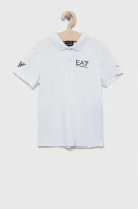 Dětské polo tričko EA7 Emporio Armani bílá barva, s potiskem