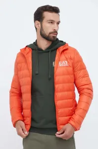 Péřová bunda EA7 Emporio Armani pánská, oranžová barva, přechodná #5936330